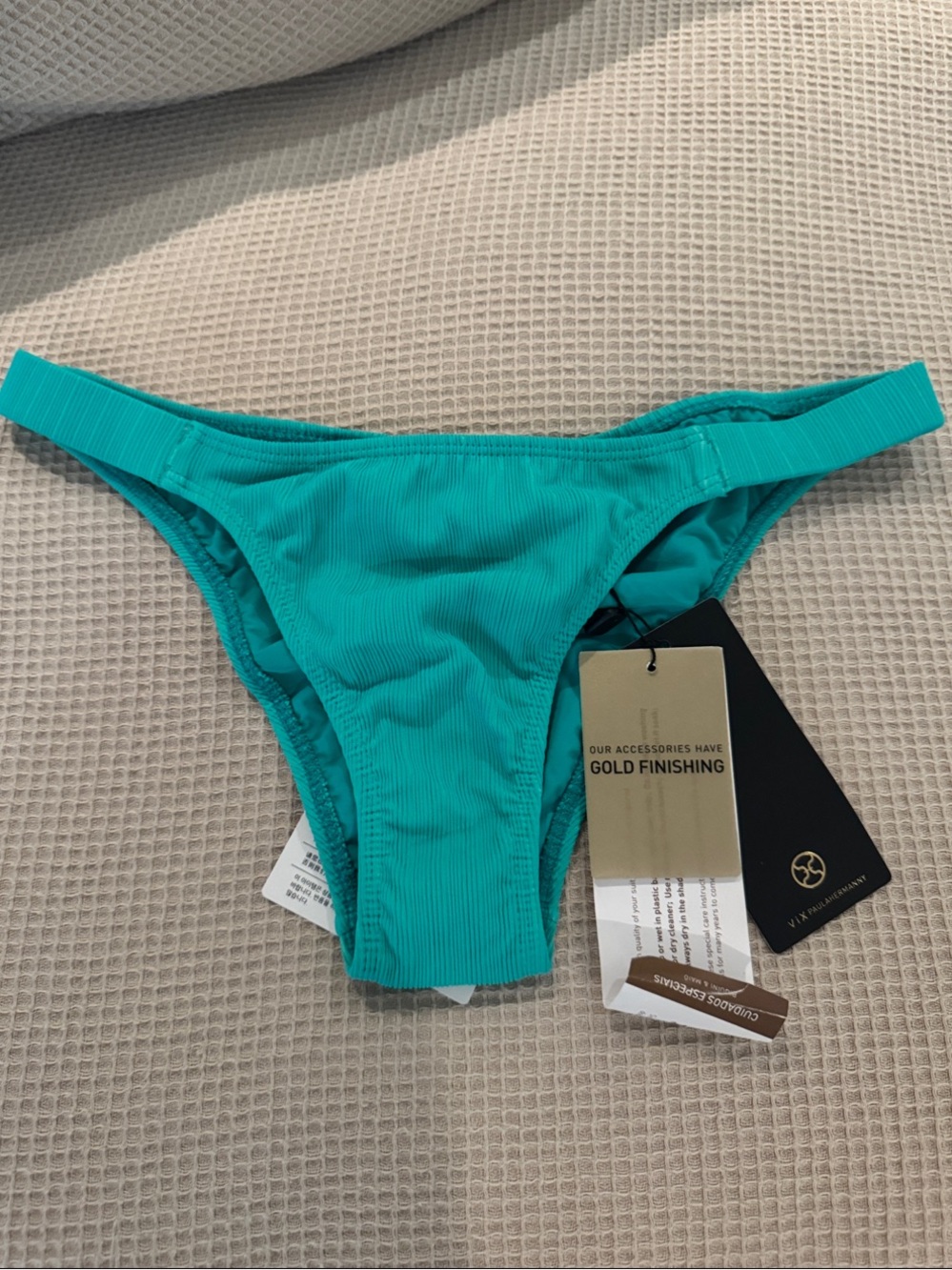 NWT VIX Teal Ribbed Bikini Bottom SIZE L